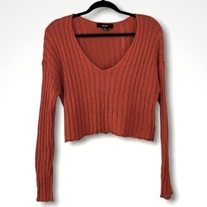 Forever 21 V-Neck Cropped Knit Sweater
